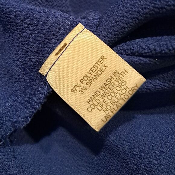 Gibson Rroyal blue blouse top, long sleeves or 3/4 sleeves, asymmetrical hem, XS - Picture 3 of 7